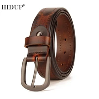 hidup unisex quality design cowskin leather belts retro pin buckle metal belt for women men cow accessories 3 3cm width nwj900