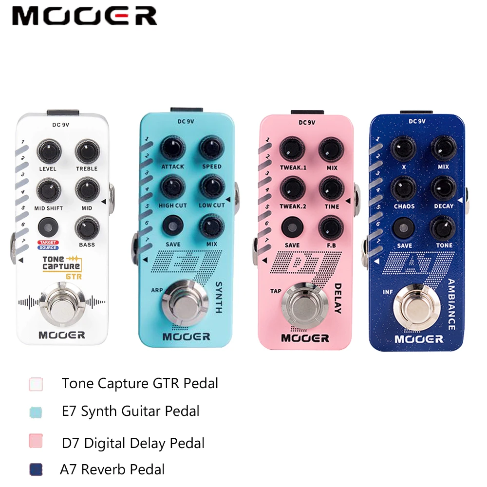 MOOER A7 AMBIENT REVERB/E7 Synth/Tone Guitar Bass Effect Pedal Capture GTR Infinite Sustain Buffer Bypass New Reverb