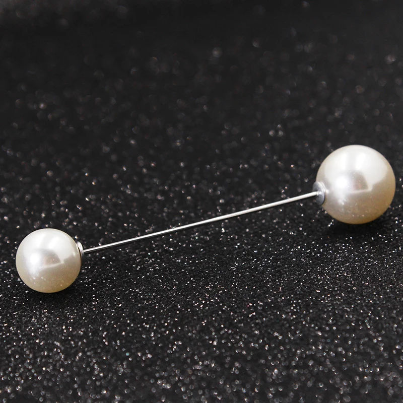 Корейская мода простая жемчужная брошь с двойной головкой булавка на лацкане