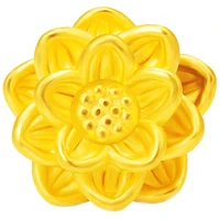 pure 24k 999 yellow gold women lucky lotus flower bead pendant 0 8 1 1g