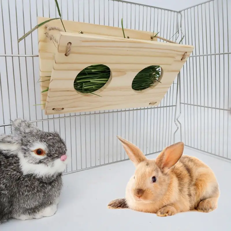 

Wooden Rabbit Hay Feeder Hay Manger Rack Holder Hamster Food Dispenser for guinea pig Bunny Chinchilla E7CC