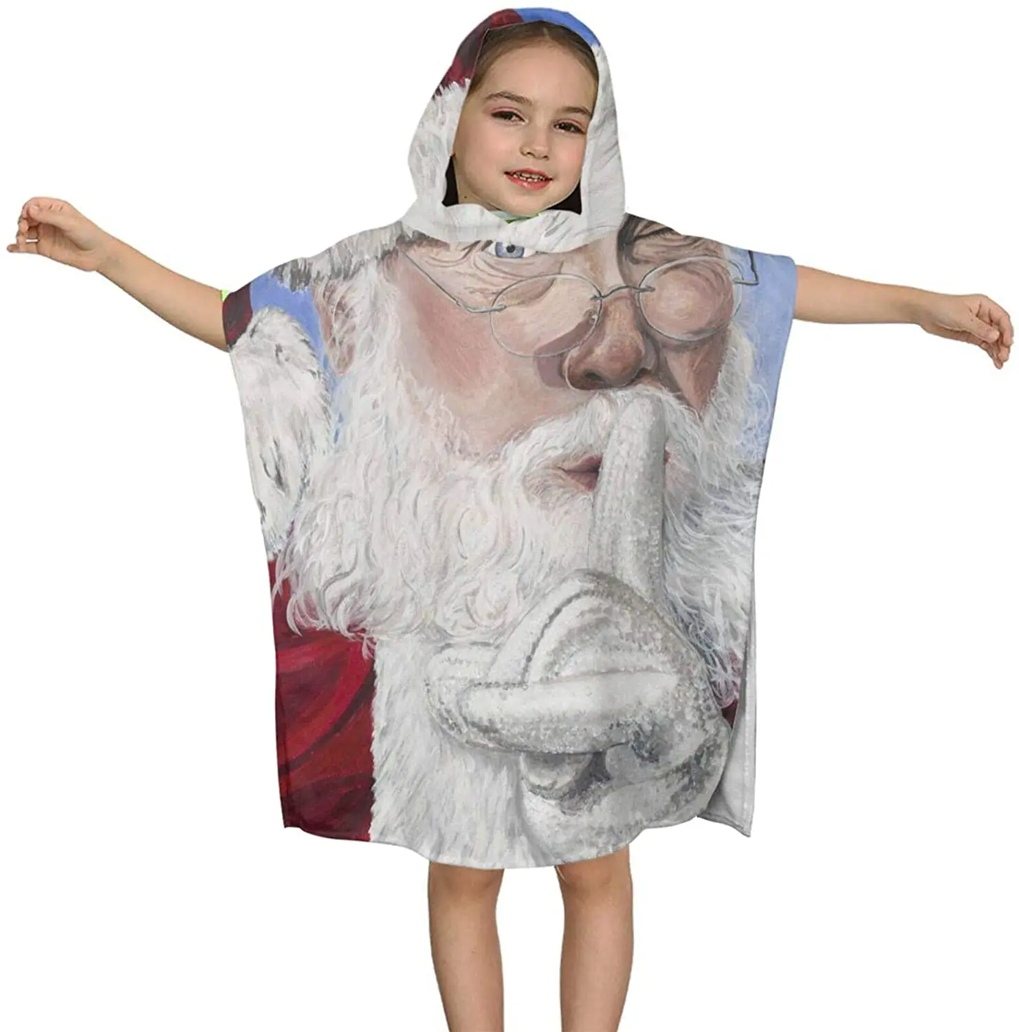 

Christmas Santa Claus Sunglasses Girls Hooded Bath Towel Boys Beach Soft Hooded Towel New Year Birthday Gift