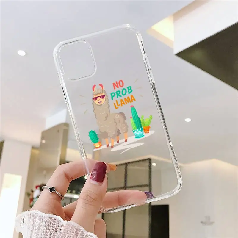 

Kawaii Cute Llama Alpaca Animals Phone Case Transparent soft For iphone 5 5s 5c se 6 6s 7 8 11 12 plus mini x xs xr pro max