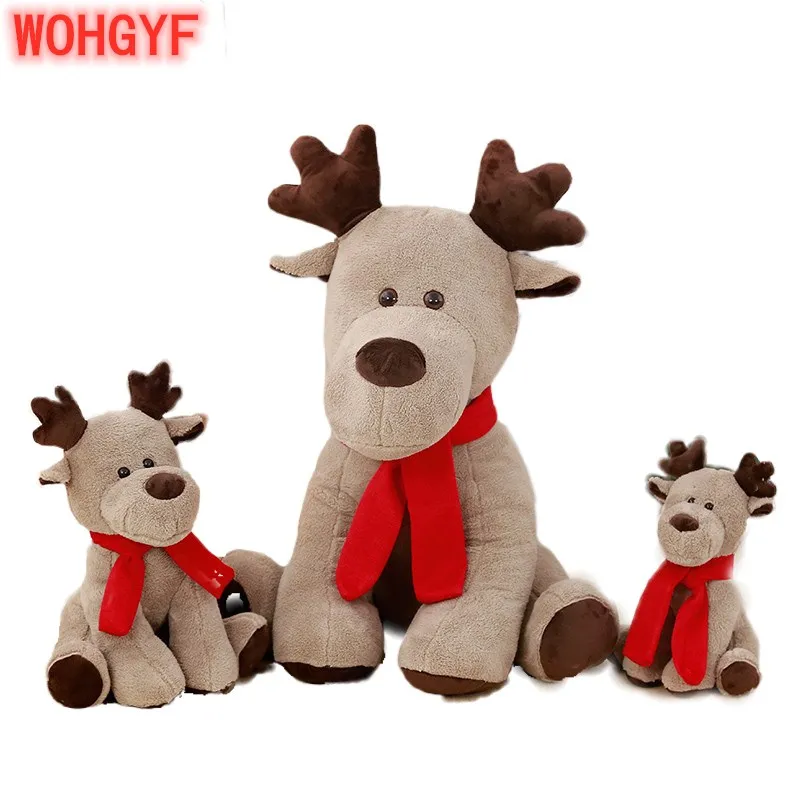 Новые мягкие игрушки для животных Moose Elk креативный красный шарф плюшевый олень