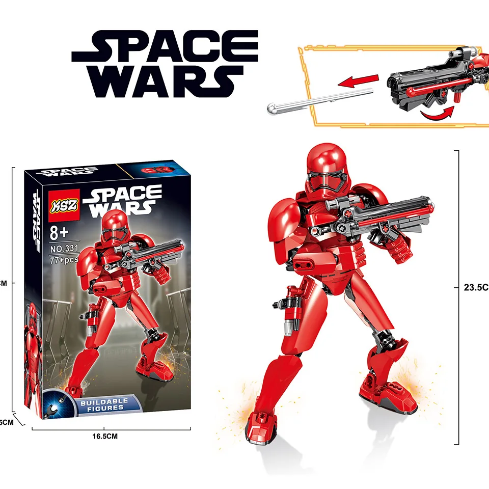 Новинка 2019 Ksz lepiningStar Wars Commander Red Cody робот солдат фигурки блоки Звездные войны