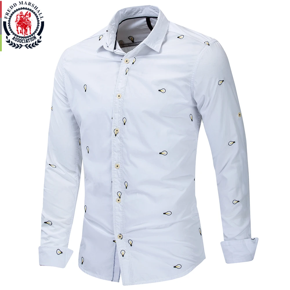 Fredd Marshall новинка 2019 свернутый рукав вышитая лампочка деловая Повседневная