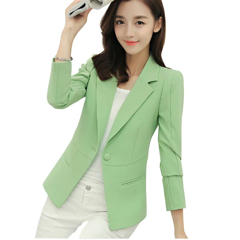 

Sexy Blazer Coat Women Long Sleeve Solid Suit Lady Officewear Pink Green Blue Slim Jacket Fashion Coats Female Feminina CX1606