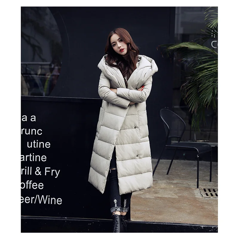 

Fashion women 2019 New Solid Slim Long New Size For Women's Cotton Slim Down Parka With Hooded Winter Jacket AA-472