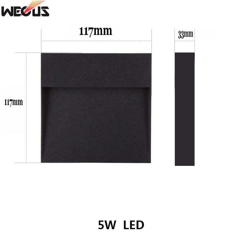black-Square Открытый водонепроницаемый светильник для ног, пейзаж, двор, сад, настенный светильник, лестницы, открытый шаг, настенный светильник - Испускаемый цвет: black-Square