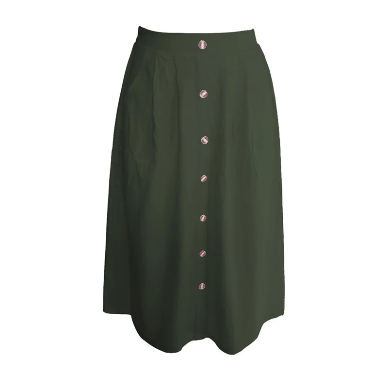 Женская Однотонная юбка миди LITTHING модная однобортная средней длины с высокой