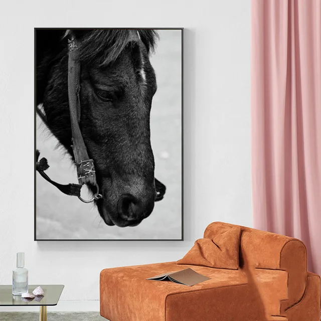 Плакаты и принты черно-белых лошадей животные картины для дома знак настенная
