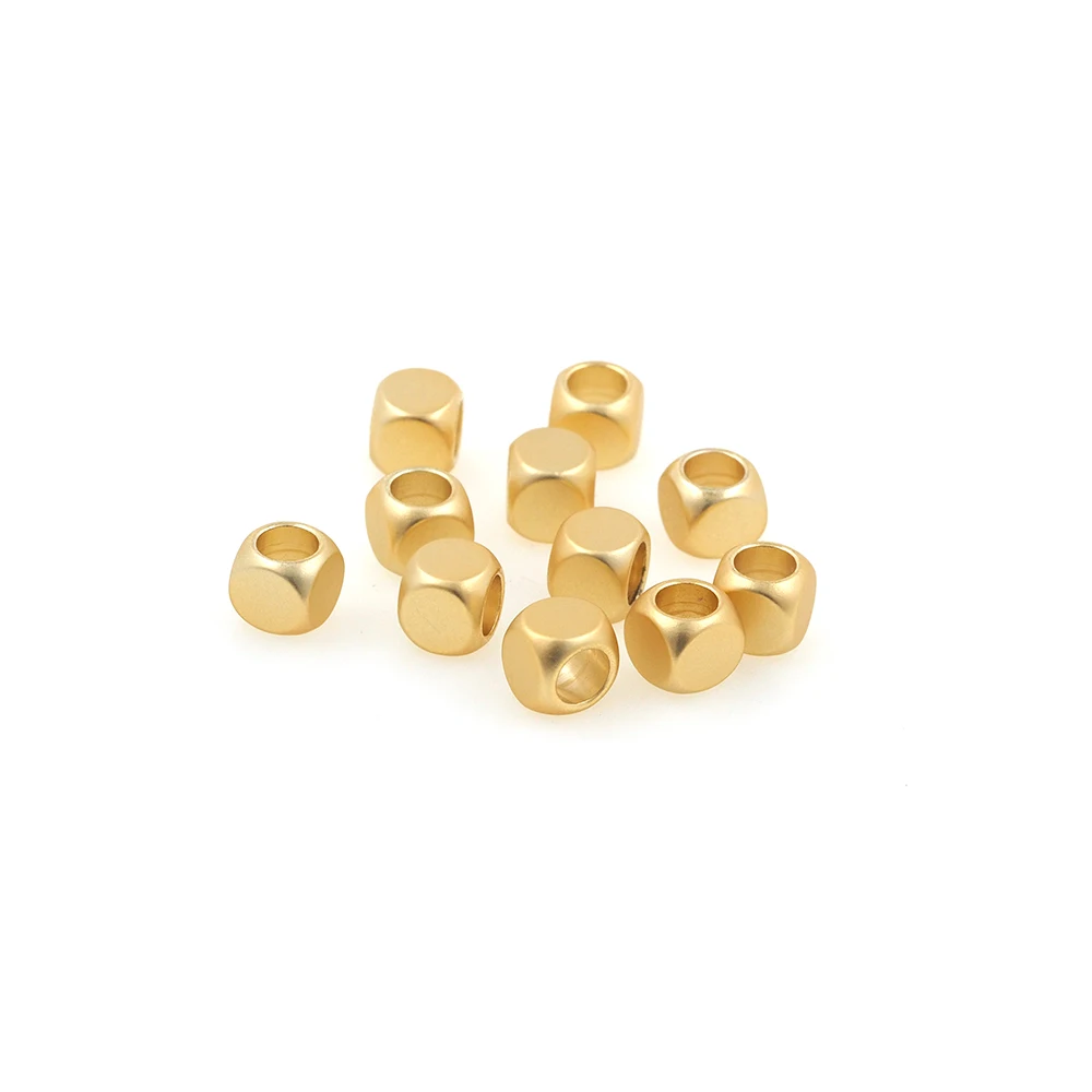 

Brass Cube Square Shape Spacer Beads Gold Big Hole Beads for Jewelry Making DIY Findings
