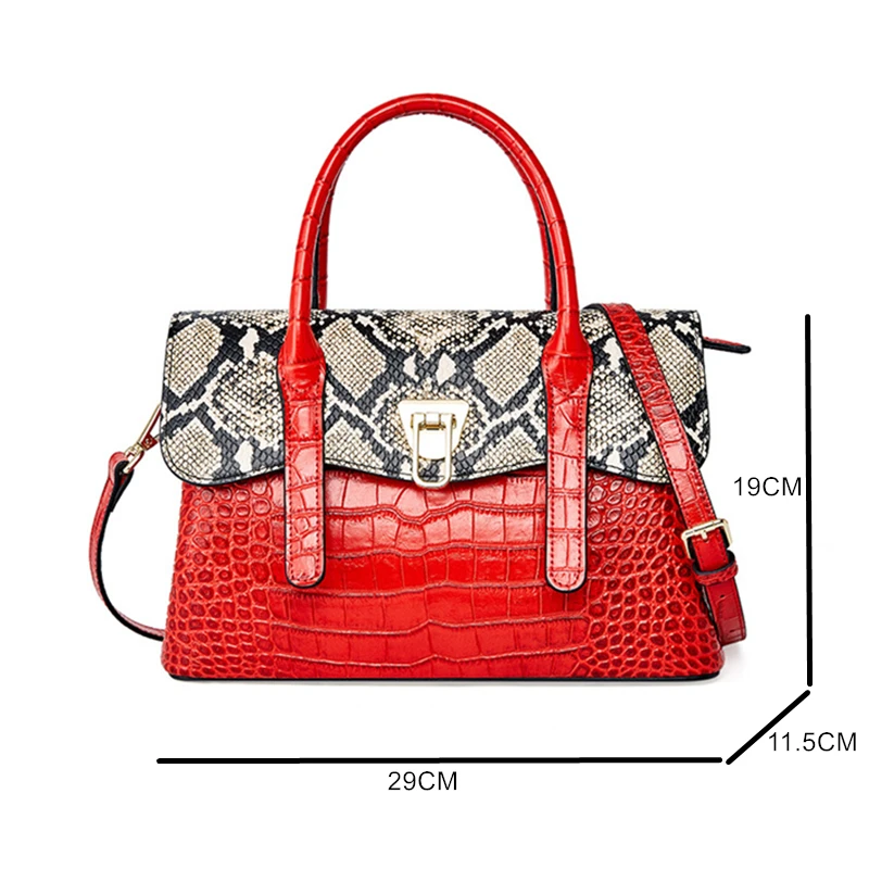 

OYIXINGER Women's Handbag Luxury Genuine Leather Designer Bag Ladies 2021 New Python And Crocodile Pattern Fashion Shoulder Bag