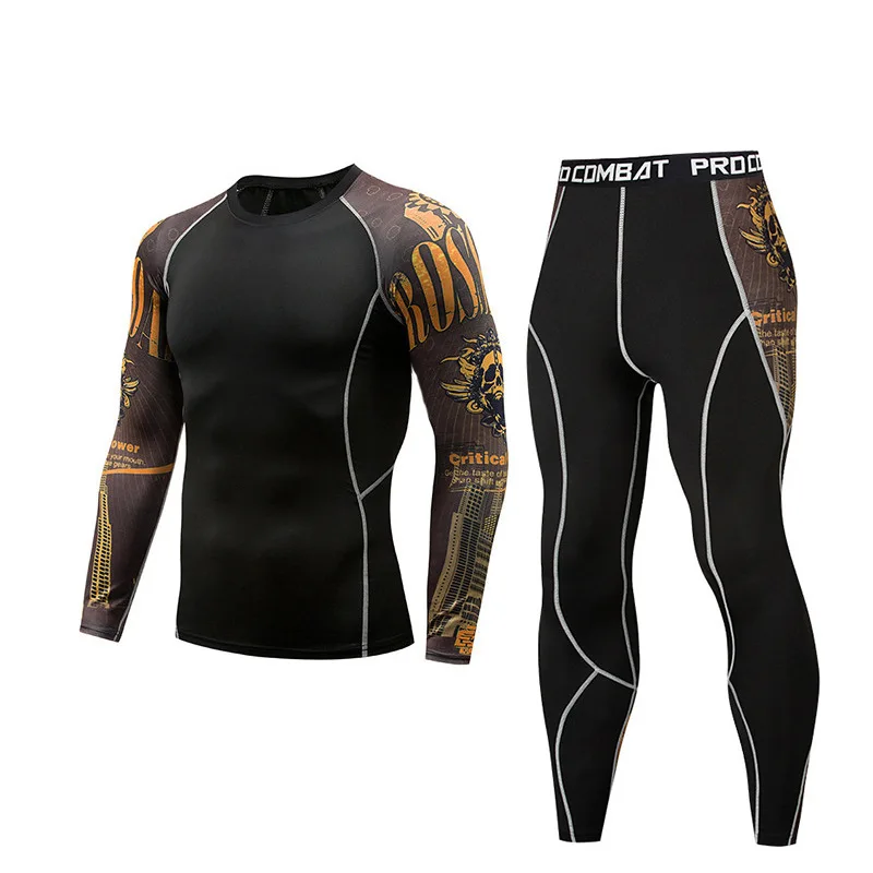 

Workout Clothes Bicycle Cycling Clothes Men's Long-Sleeved Printing Quick-Drying Leggings Tights Running Training Sportswear New
