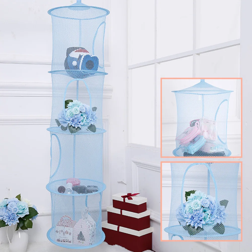 4 слойная сетчатая Складная стойка для хранения всякой всячины подвесной