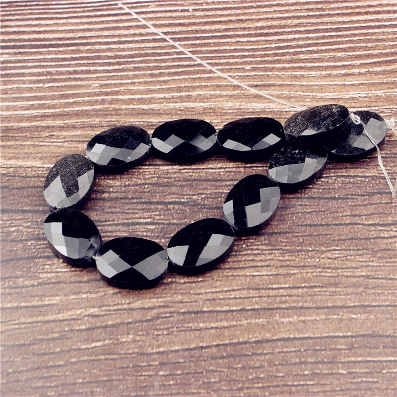 LanLi огранка лица Овальный обсидиан 16х16мм DIY аксессуары сделать ожерелье серьги