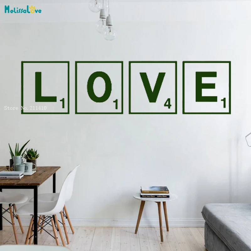 Наклейка на стену Love Scrabble буквы украшение для дома семейная атмосфера гостиная спальня самоклеющиеся фрески YT1868