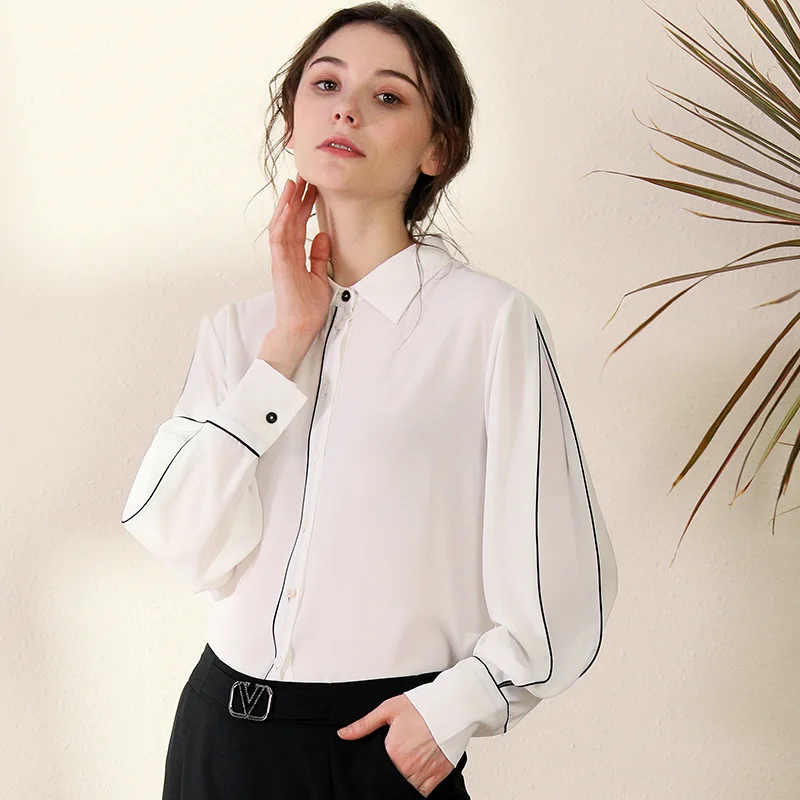 women tops and blouses WHITE chiffon  high quality 2020 summer office shirts long sleeve casual sexy plus size loose