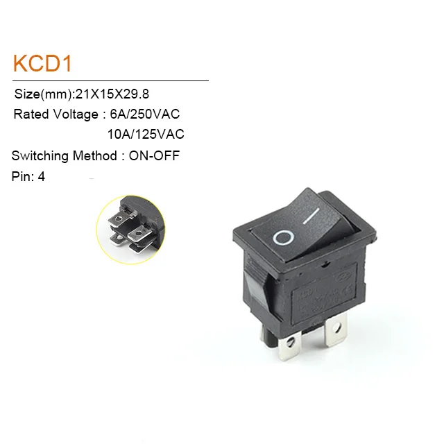 

Переключатель KCD1 4-контактный 21*15 мм DIY GO