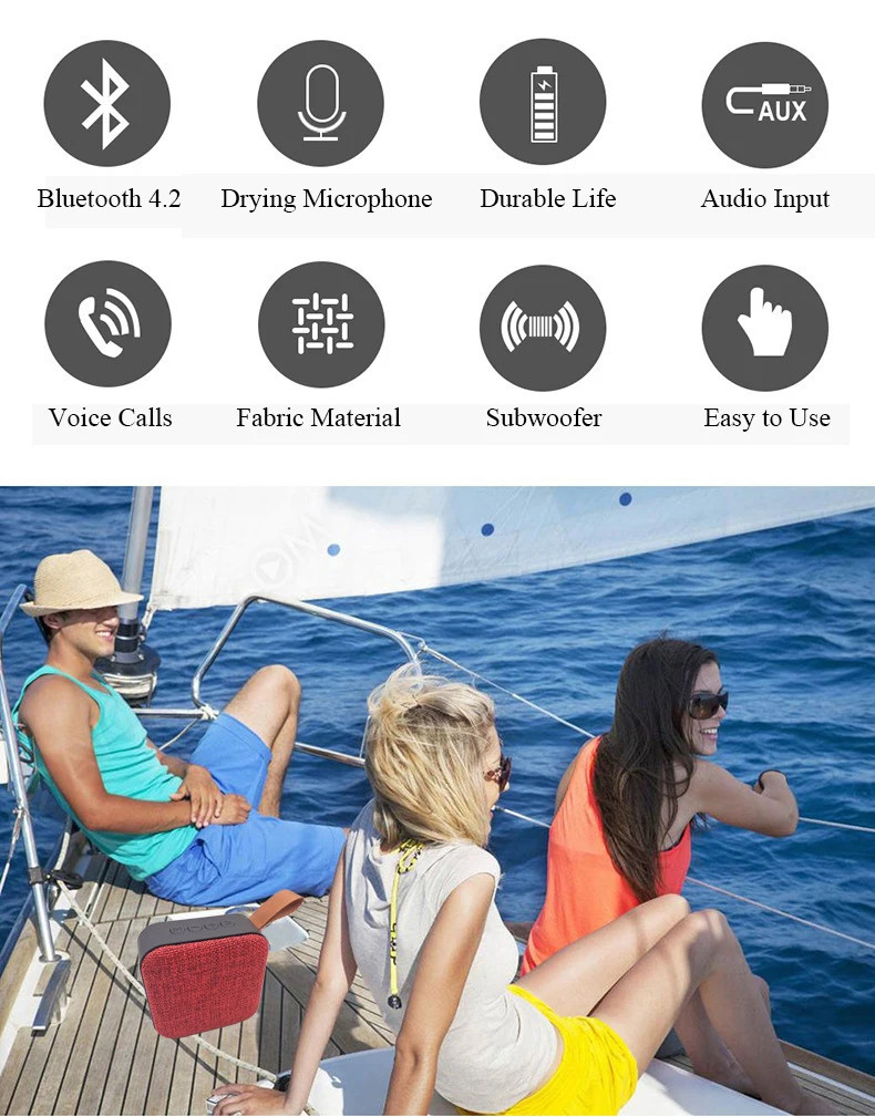 NATTHSWE T5 тканевый Bluetooth динамик с картой вставки мини портативный беспроводной аудио поддержка AUX, TF карта, USB и совместимое приложение