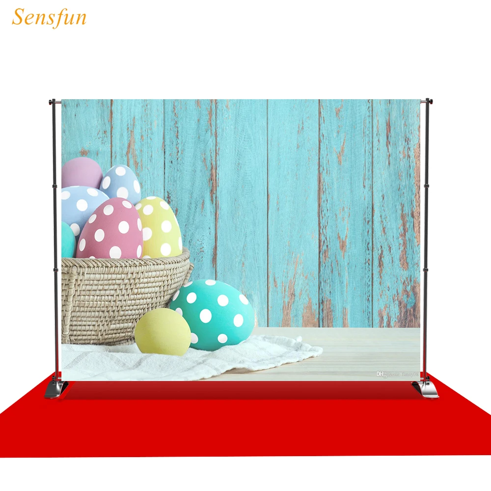 LEVOO фотография Фон пасхальные яйца корзина Wintage синяя стена украшение фон