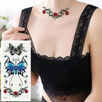 2 sheets rose tattoo temporary sticker flower art body jewelry for her cheap things makeup fashion