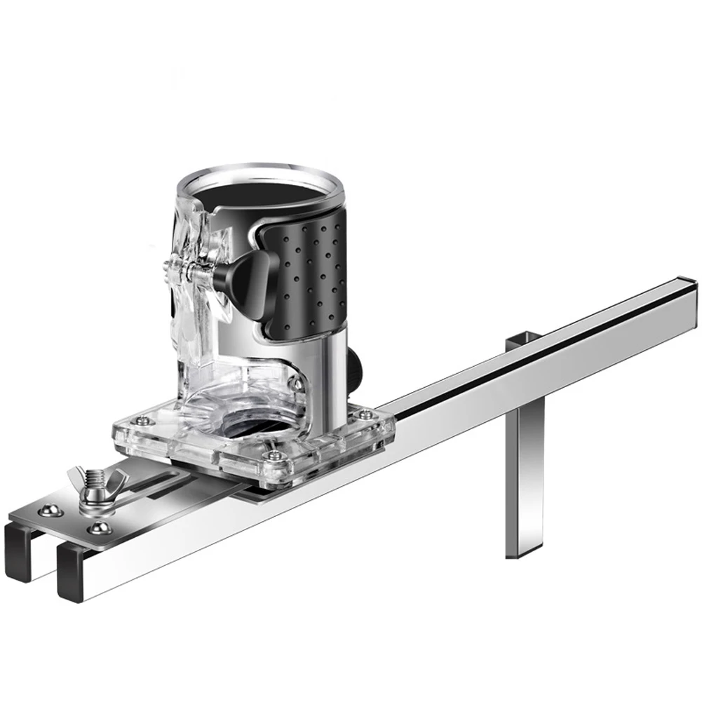 

2in1Slotting Machine Bracket 304 Stainless Steel Height Length Depth Adjustable Trimmer Slotting Holder for DIY Woodworking Tool