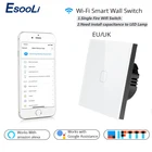 Умный настенный сенсорный выключатель Esooli, ЕСВеликобритания, Wi-Fi, стеклянная панель, мобильное приложение, дистанционное управление, работает с Amazon Alexa Google Home