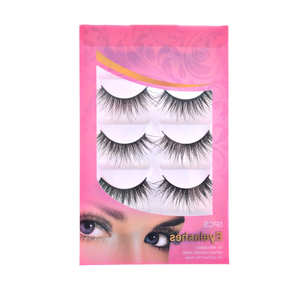 

5 Pairs 3D Mink Hair False Eye Lashes Wispy Makeup Handmade Thick Natural Cross Long False Eyelashes Eye Makeup Beauty Extension