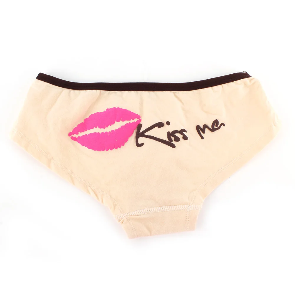 Женское сексуальное нижнее белье с принтом Kiss Me, хлопковое нижнее белье, сексуальные трусики брифы Трусы-шортики