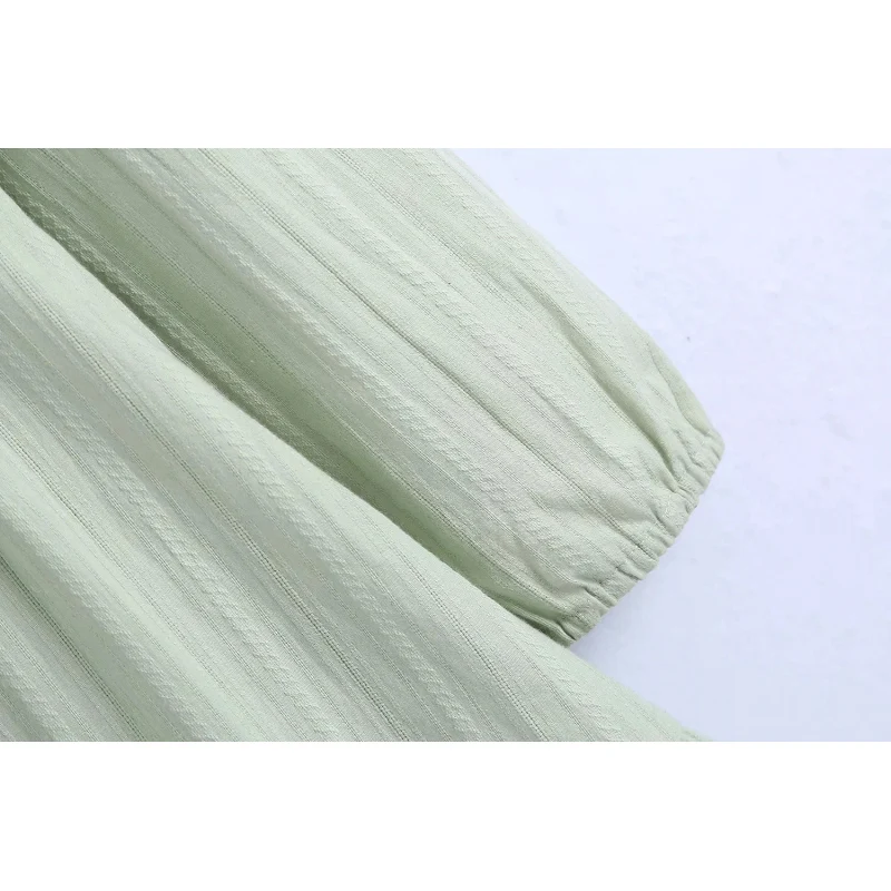 

Sweet Chic Green Buttons Ruffles Mini Dress Women Fashion Square Collar Long Sleeve Dresses Cute Girls Casual Vestidos