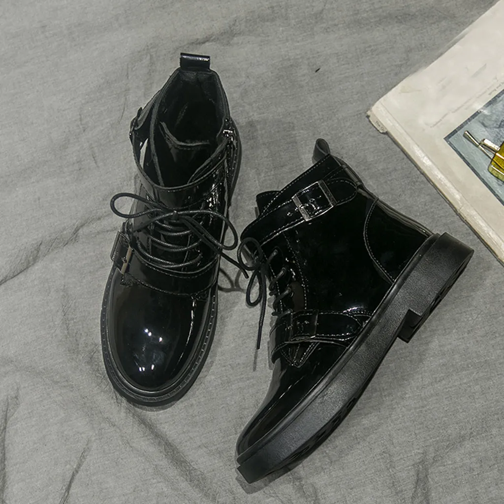 Ботинки в байкерском стиле женские осенние ботинки винтажном из