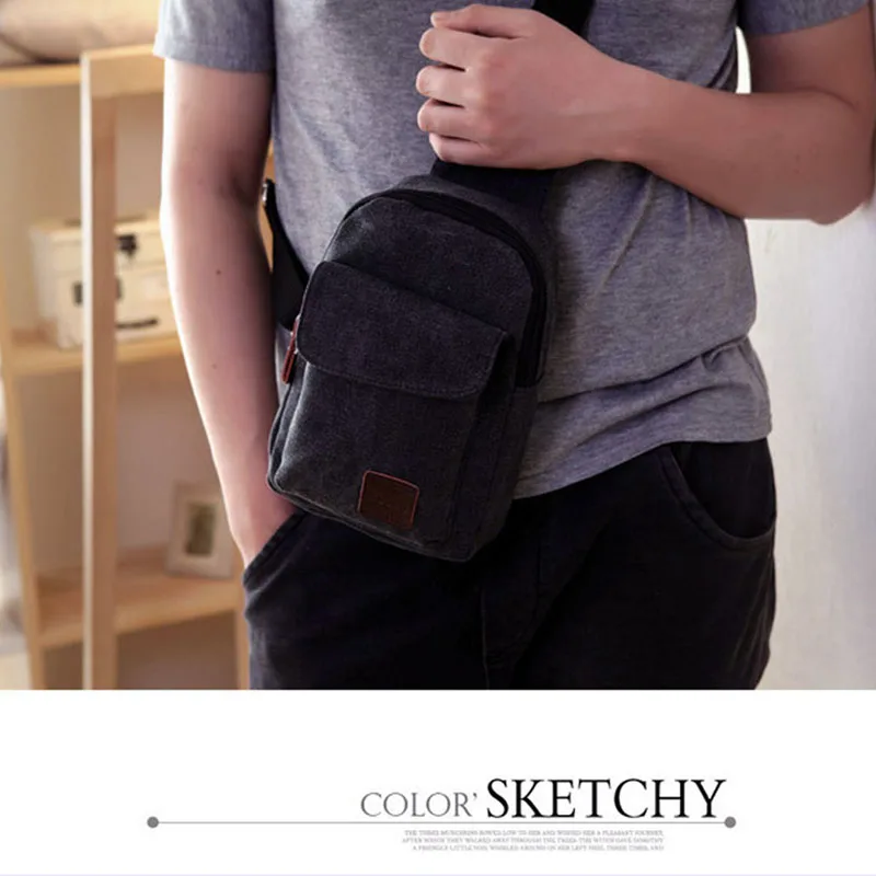 

Hot Men's Small Chest Sling Bag Travel Hiking Cross Body Messenger Shoulder Casual Solid Men Canvas Bag Handbag