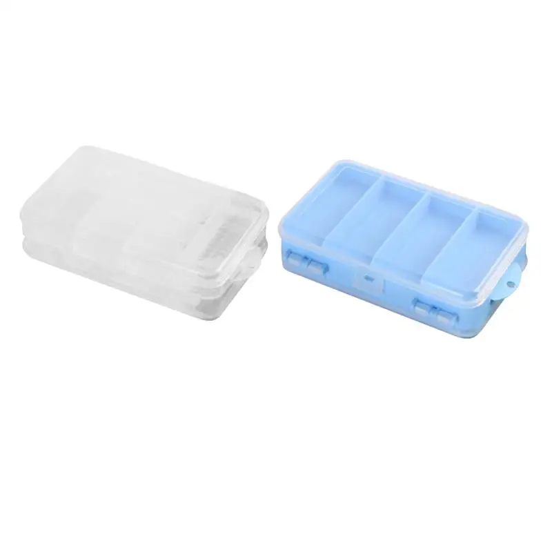

4pcs Double Layer Durable Plastic Container Pill Case 10 Lattices for Travel Daily Use