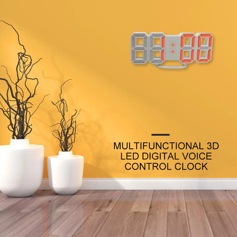 Светодиодный Будильник, цифровые настенные часы, 3D украшение для дома, часы для офисного стола, ночник, функция повтора