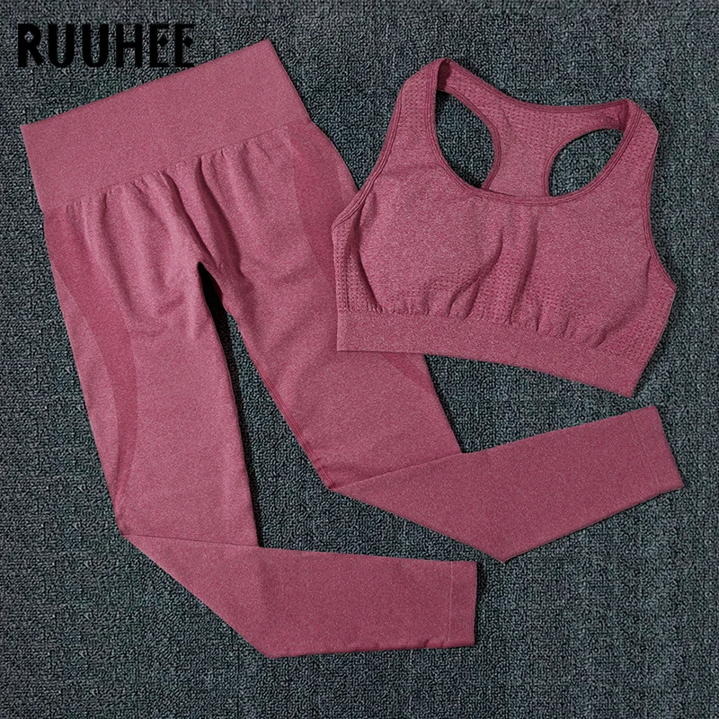 Набор для йоги RUUHEE Женская однотонная одежда тренировок однотонный бюстгальтер