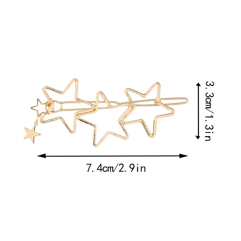 Three Start Gold MISM сердца звезды заколки для волос для женщин Геометрическая заколка девушки заколка для волос Металлические золотые серебряные аксессуары для волос шпильки из сплава - Цвет: Three Start Gold