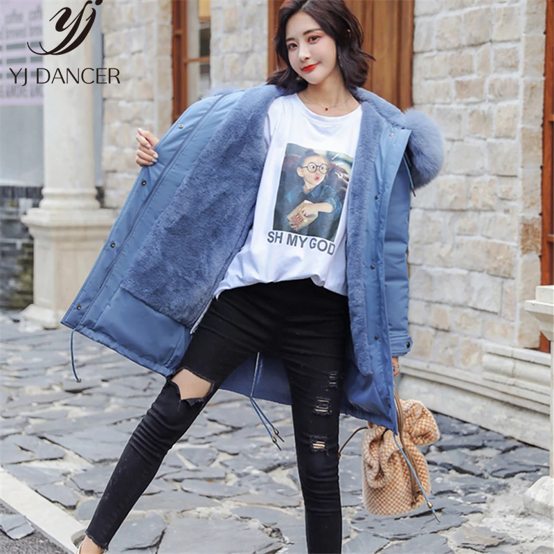 Новинка 2019 года куртка для женщин длинный участок большой мех меховой воротник