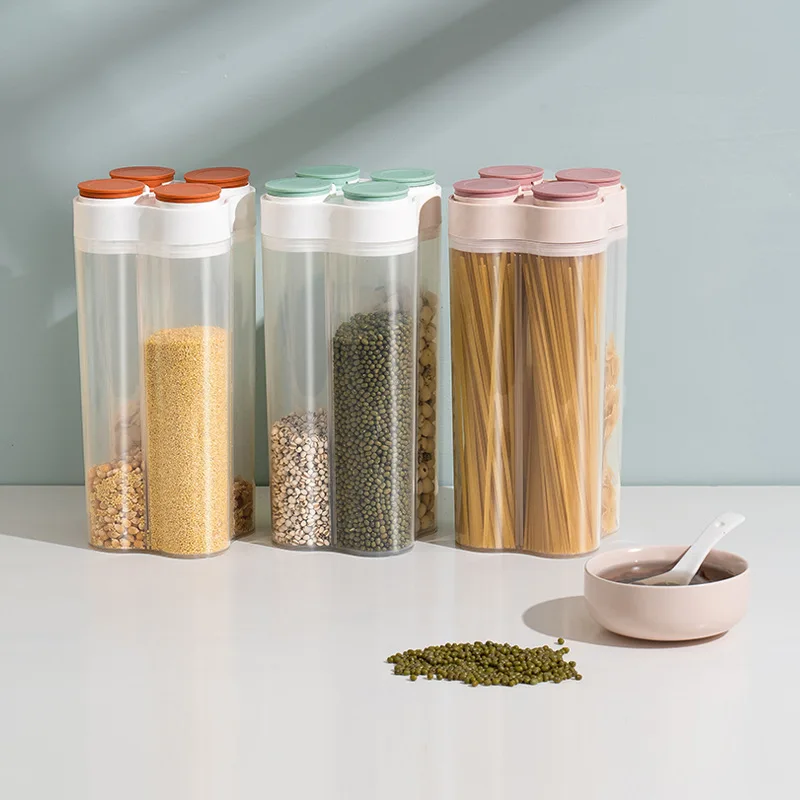 

Kitchen Plastic Food Storage Boxes Grains Sealed Cans Transparent Household Moisture-Proof Organizer Container Tank Jars