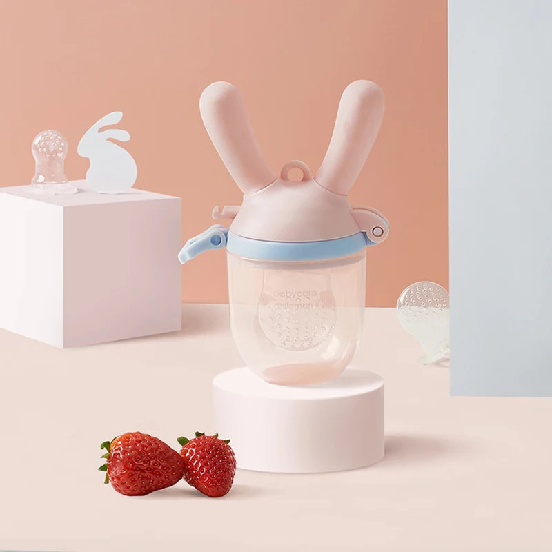 Rabbit pink Детские мельницы для фруктов, овощей, для обработки пищевых продуктов, соска для младенцев, мешок для укуса фруктов, Детская молярная палочка, измельчитель для укуса - Цвет: Rabbit pink