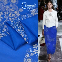 100cm135cm chinese blue flower silk cotton gauze fabric ethnic