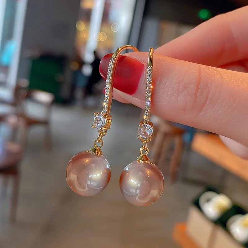 

Natural Pearl Drop Earrings Genuine 18K Gold Real Gold filled Earring mujer Exquisite Jewelry Prasiolite Wedding Gifts for Women