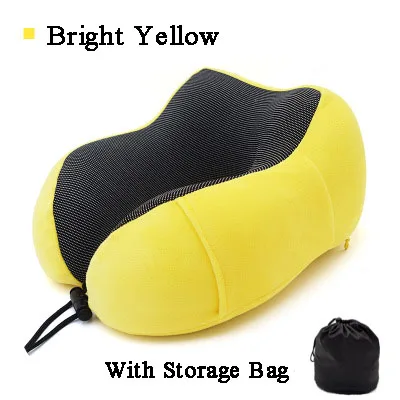 Bright Yellow U-образная Подушка с эффектом памяти, u-образная Подушка с логотипом на заказ, Воздушная Магнитная тканевая подушка для путешествий, подушка для шеи - Цвет: Bright Yellow