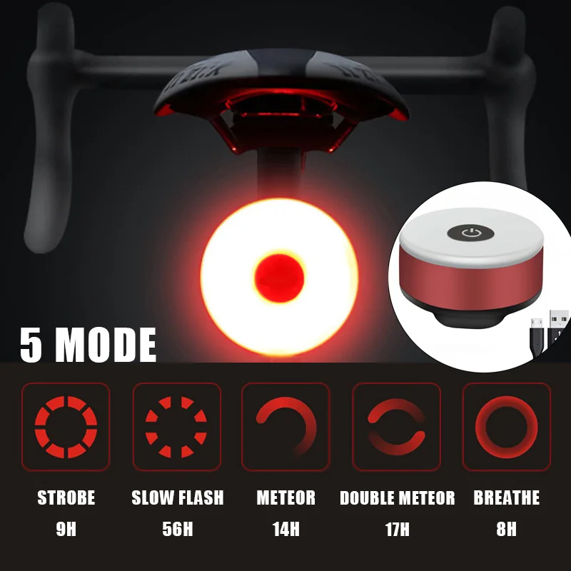 

WasaFire Bicycle Taillight USB Rechargeable Waterproof LED Bike Rear Light Safety Warning Bicycle Light Helmet Backpack Lamp