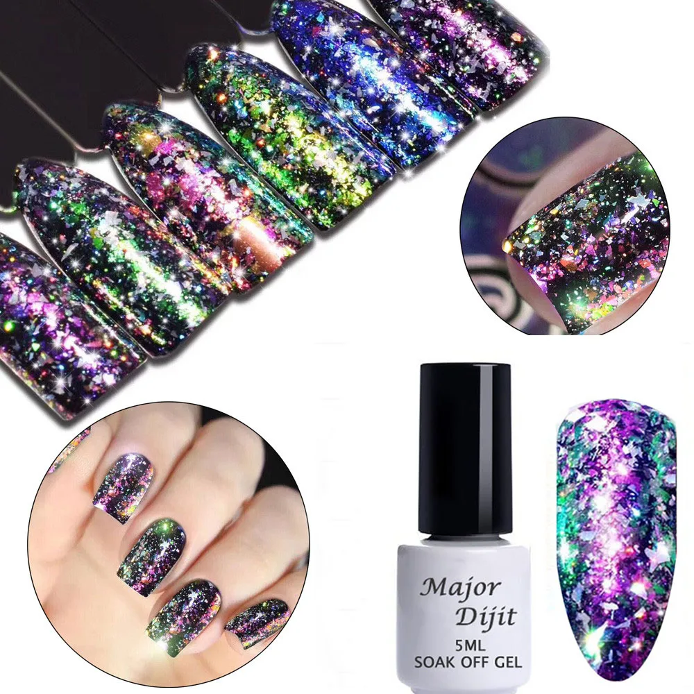Galary Flake гель лак с блеском для ногтей алюминиевый хлопья гвоздь лак Galary Holo порошки лак для ногтей с блестками DIY маникюрная основа масло