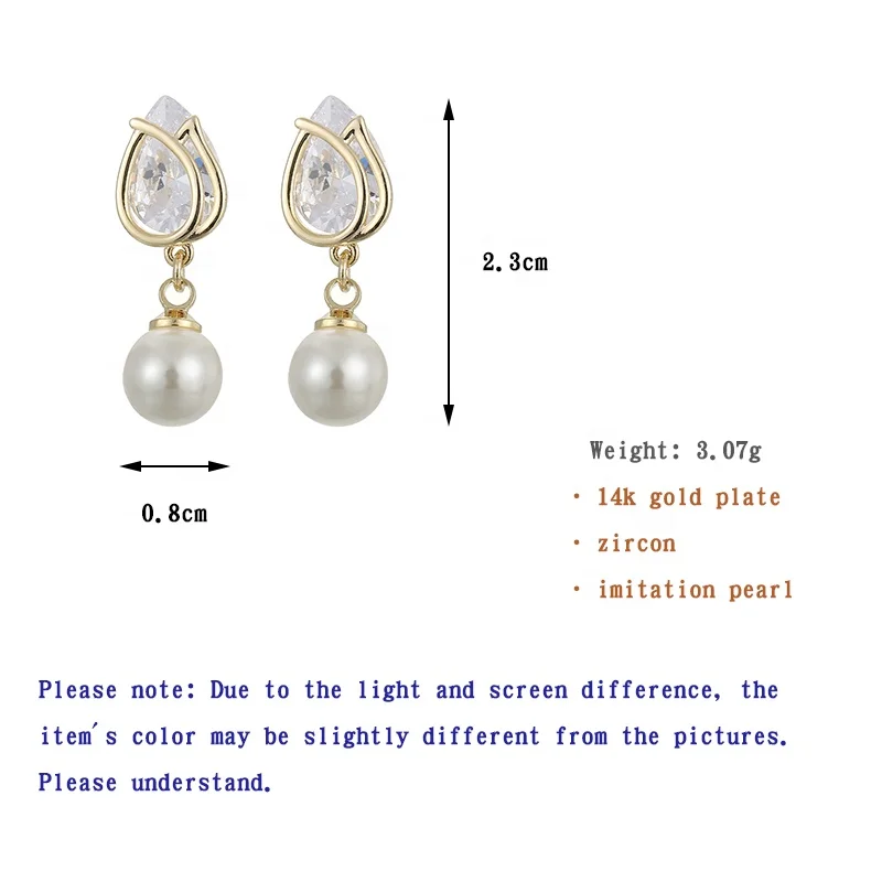 

ONYSS Rose Flower Shape CZ Zircon Light Weight Pearl Stud Earrings Women Jewelry 2021