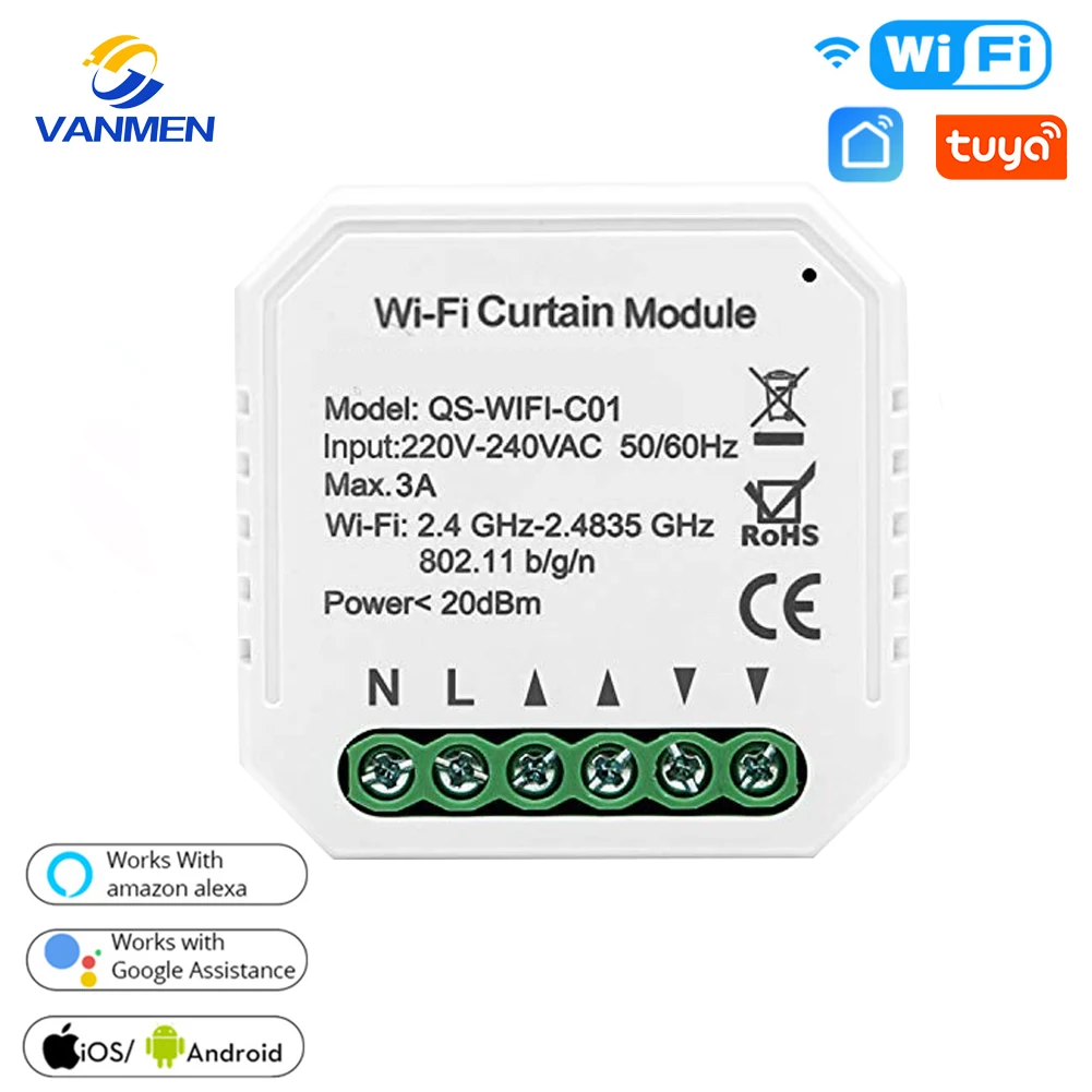 

Модуль для занавесок Tuya, Wi-Fi, роликовые жалюзи, затвор, гаражные ворота, домашняя Автоматизация, 110-240 В, работает с Alexa/Google Home/Siri