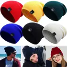 Зимние шапки для женщин, новинка 2021, мужские облегающие шапки, вязаная однотонная Милая шапка, осенняя Женская мешковатая шапка для девочек, теплая шапка, Женская Повседневная шапка