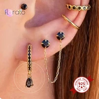 minimalist 925 sterling silver ear buckle small hoop earrings for women crystal zircon earrings fashion jewelry teardrop earring