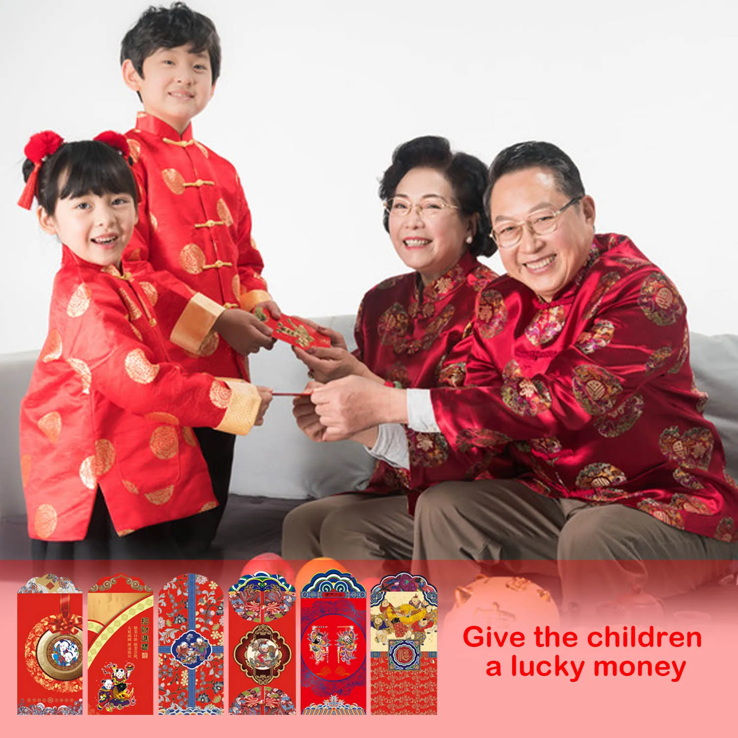 Набор для украшения китайского Нового года пары иероглиф фу наклейки красные